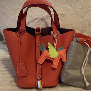 Leather Stylish Orange Tote Bag